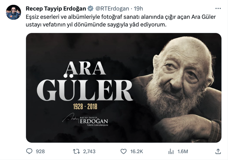 cumhurbaskani erdogan ara guler i olum yil donumunde andi